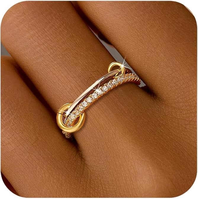 14K Gold Plated Interlocked Stackable Rings