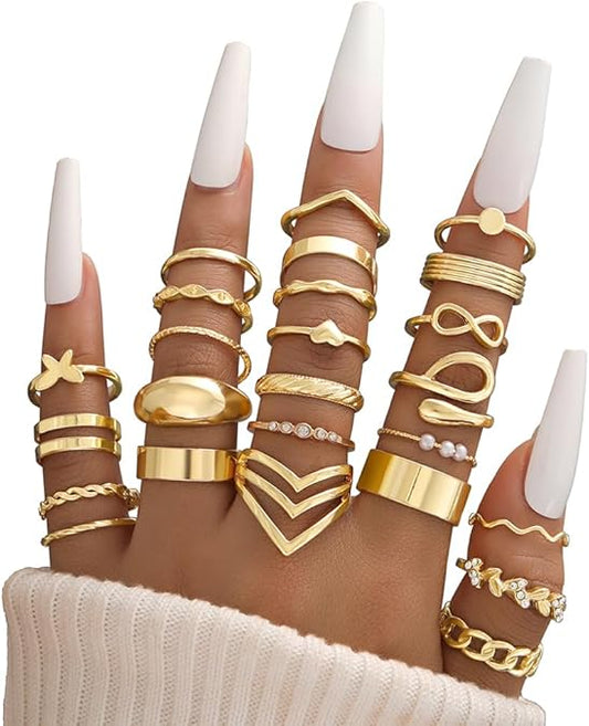 Chunky Stackable Finger Midi Rings, Silver Simple Stacking Cute Rings