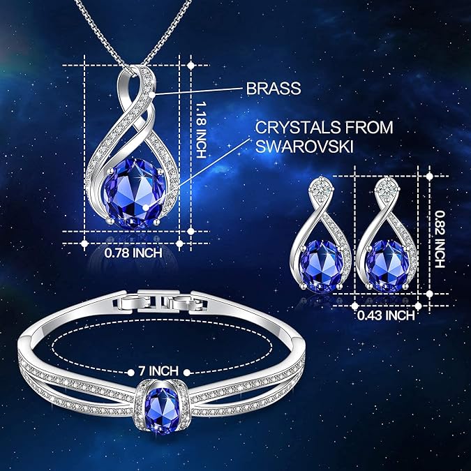 Crystal Jewelry Sets For Women 18K White Gold Plating Bracelet Necklace