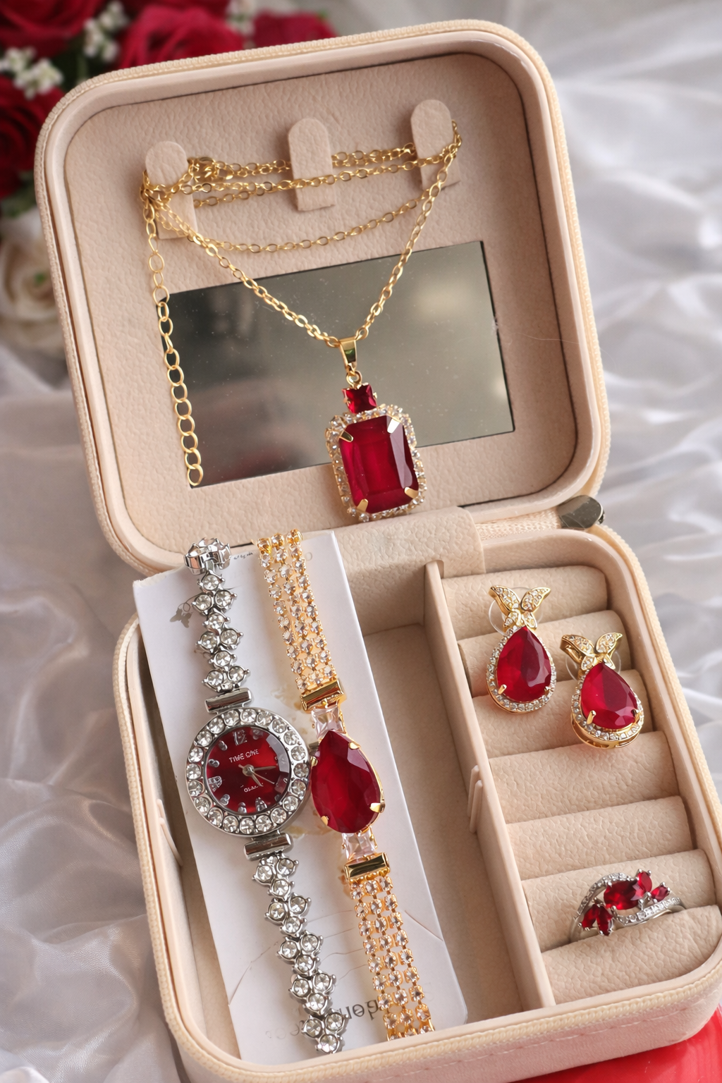 : 🌹 Luxury (R1) Ruby-Inspired Jewelry Gift Set 🌹
