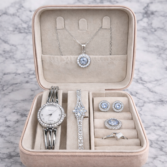 Royal Sapphire Glow Luxury Diamond Jewelry Set ✨(S2)