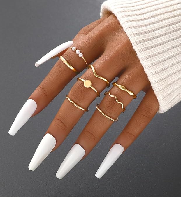 Chunky Stackable Finger Midi Rings, Silver Simple Stacking Cute Rings
