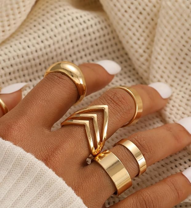 Chunky Stackable Finger Midi Rings, Silver Simple Stacking Cute Rings