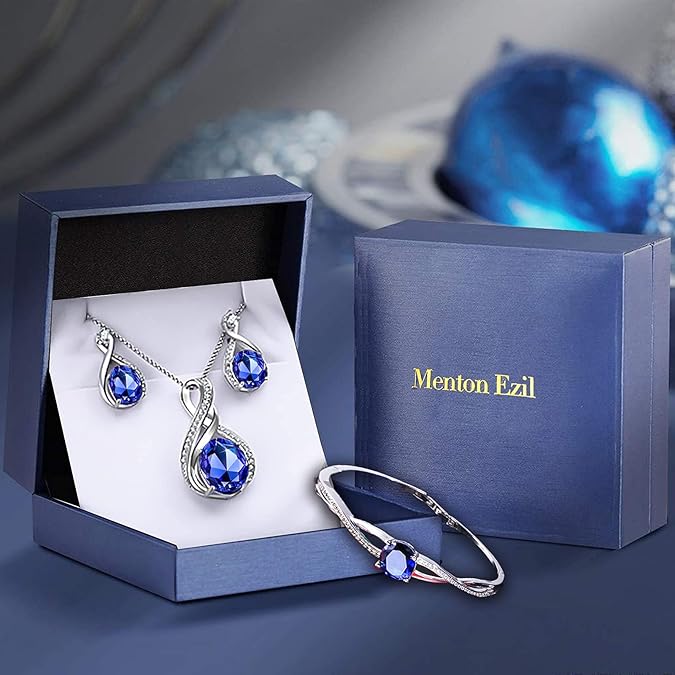 Crystal Jewelry Sets For Women 18K White Gold Plating Bracelet Necklace