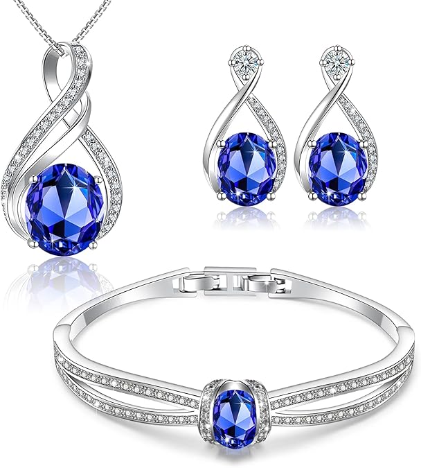 Crystal Jewelry Sets For Women 18K White Gold Plating Bracelet Necklace