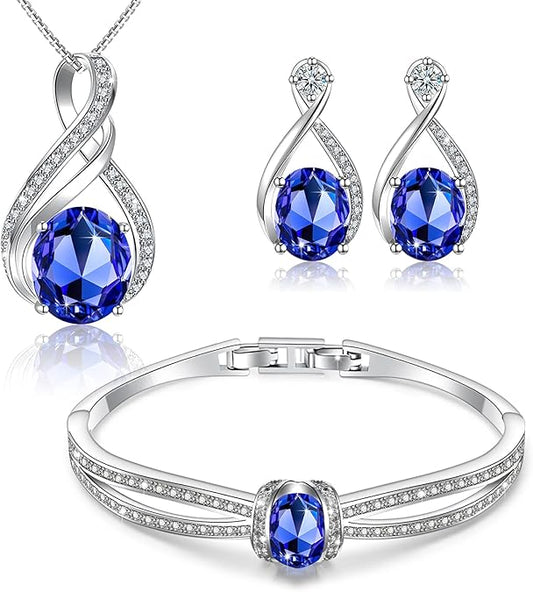 Crystal Jewelry Sets For Women 18K White Gold Plating Bracelet Necklace