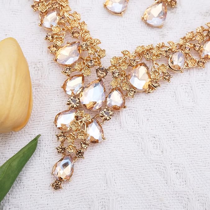Jewelry Sets Flower Bridal Necklace Earrings Set for Bride Bridesmaid Wedding Dress Accessories