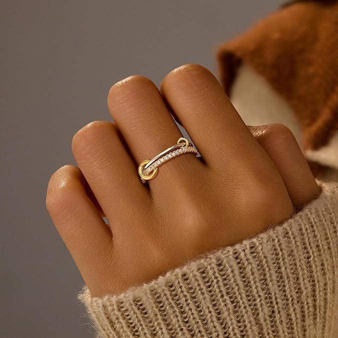 14K Gold Plated Interlocked Stackable Rings