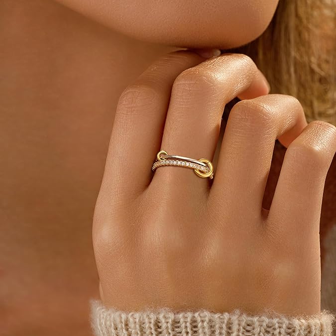 14K Gold Plated Interlocked Stackable Rings