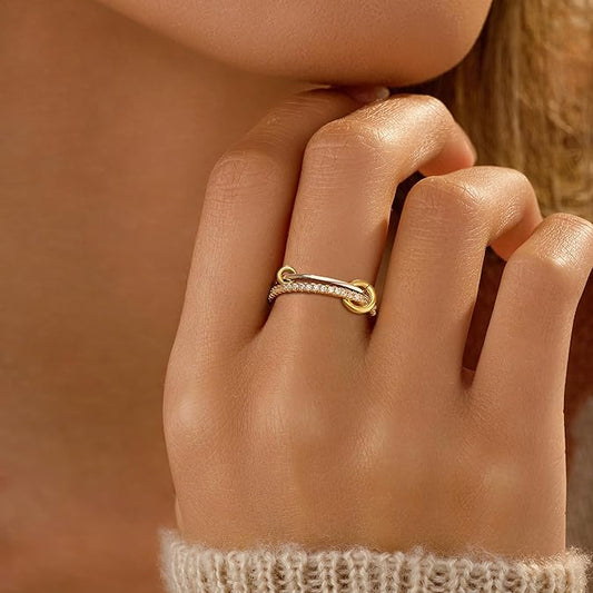 14K Gold Plated Interlocked Stackable Rings